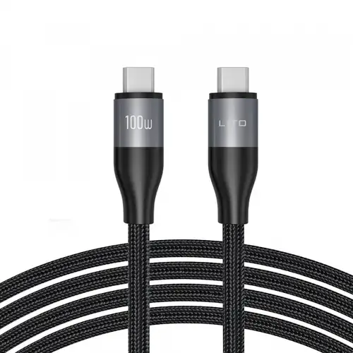 Cablu Date si Incarcare USB-C - USB-C Lito LD25CC, 100W, 2m, Gri