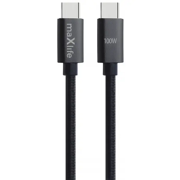 Cablu Date si Incarcare USB-C - USB-C MaXlife MXUC-12, 100W, 1m, Negru