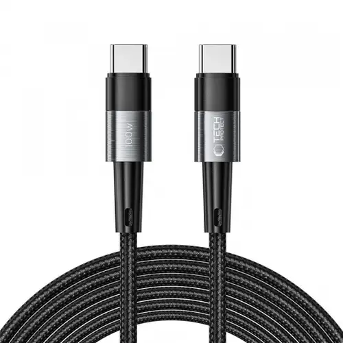 Cablu Date si Incarcare USB-C - USB-C Tech-Protect Ultraboost, 100W, 3m, Gri