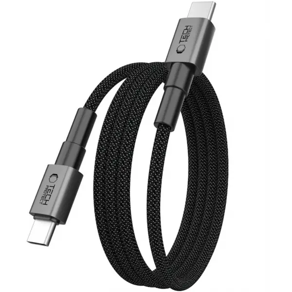 Cablu Date si Incarcare USB-C - USB-C Tech-Protect Ultraboost DNA MagTwist, 100W, 2m, Gri