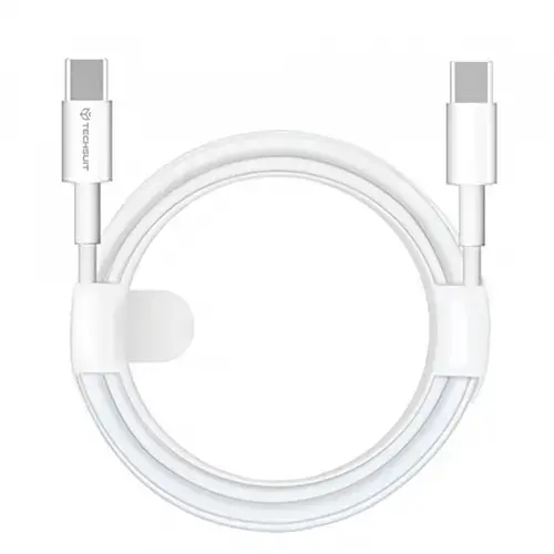 Cablu Date si Incarcare USB-C - USB-C Techsuit PCB130, 60W, 1m, Alb