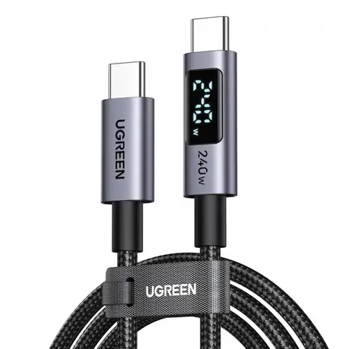 Cablu Date si Incarcare USB-C - USB-C UGREEN 65867 Display, 240W, 2m, Gri