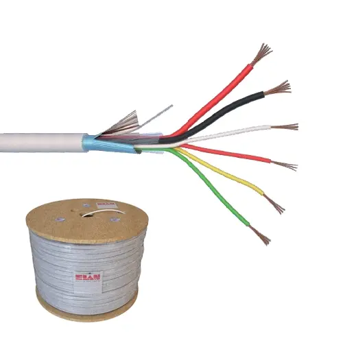 Cablu de alarma 6 fire ecranate + alimentare 2x0.75, cupru integral, 500m 6CUEF+2x0.75-T