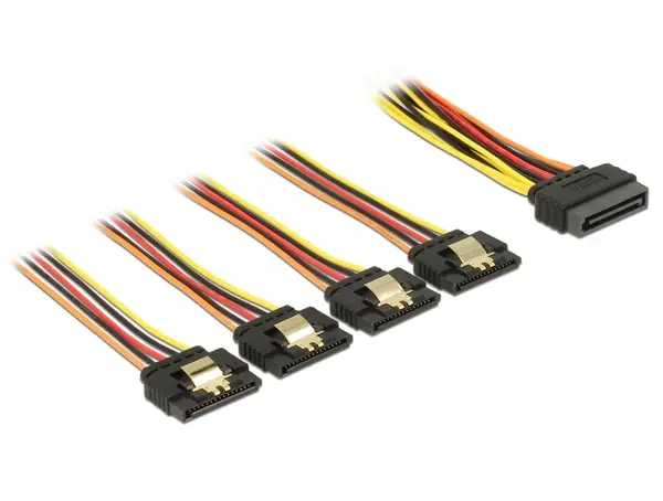 Cablu de alimentare SATA 15 pini la 4 x SATA 50cm, Delock 60158