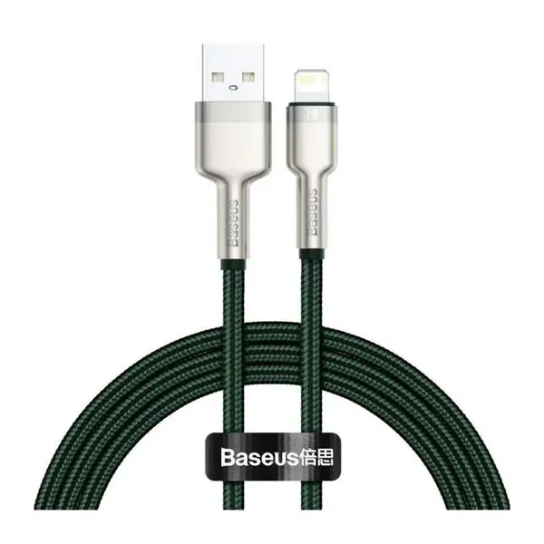 Cablu de date / adaptor Baseus Cafule Metal, CALJK-B06, USB Male la Lightning Male, 2 m, Green