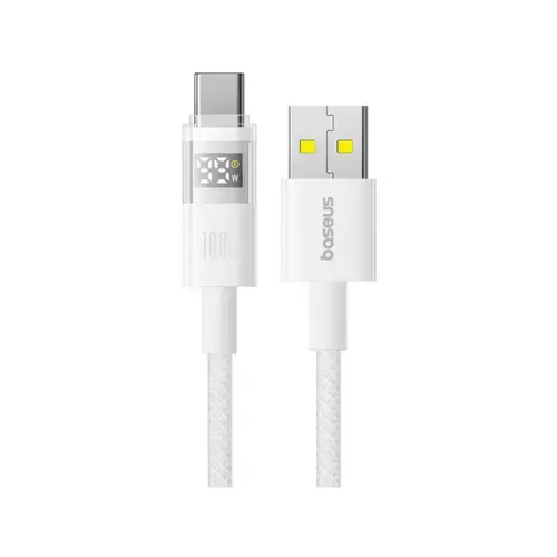 Cablu de date / adaptor Baseus Display, USB Male la USB-C Male, 100 W, 2m (Alb)