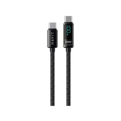 Cablu de date / adaptor Havit CB6247, USB-C Male la USB-C Male, 100 W, 2 m (Negru)