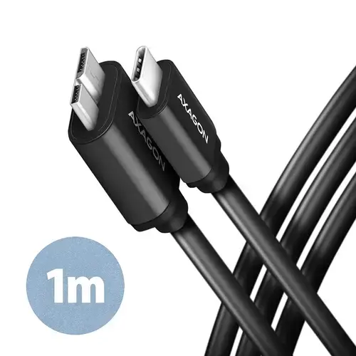Cablu de date Axagon BUMM3-CM10AB, Micro-B USB la USB-C 3.2 Gen 1, 1m (Negru)