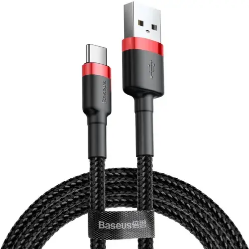 Cablu de date Baseus Cafule CATKLF-A91, USB la USB Type-C, C3.0, 3A, 0.5 m (Negru/Rosu)