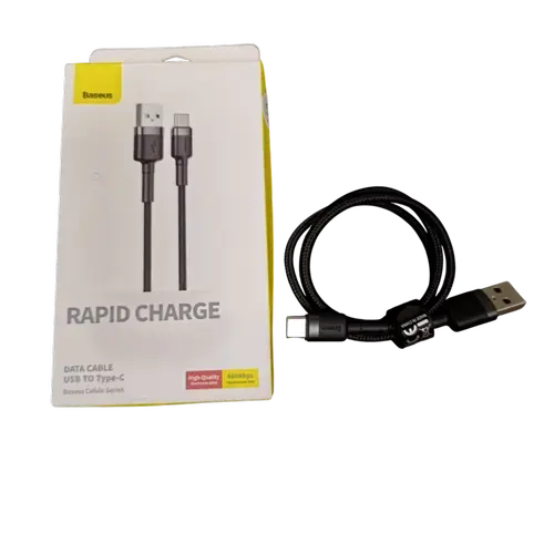 Cablu de Date Baseus Cafule CATKLF-AG1, USB la USB Type-C, 0.5 m, 3A, Negru