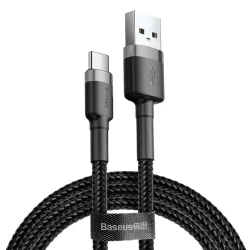 Cablu de Date Baseus Cafule CATKLF-AG1, USB la USB Type-C, 0.5 m, 3A, Negru