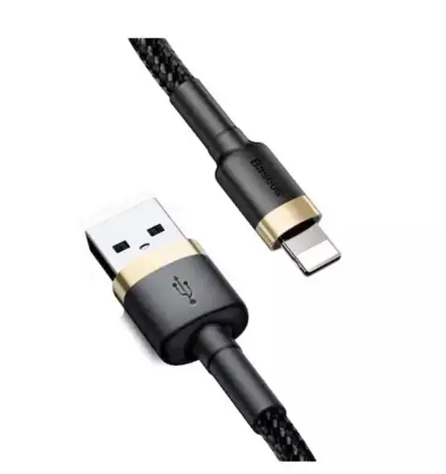 Cablu de date Baseus Cafule, Lightning - USB, 1 metru, 2.4A (Auriu/Negru)