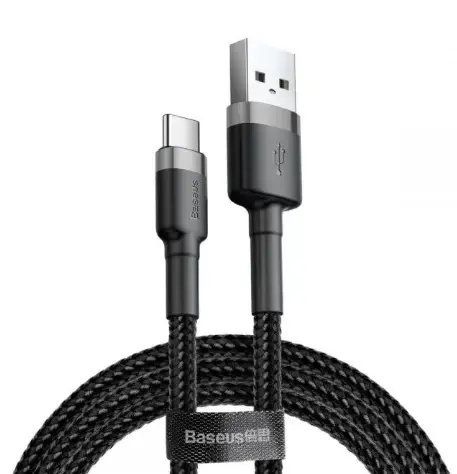 Cablu de date Baseus Cafule Series CATKLF-BG1, Type-C, 1 m, 3A, 480 Mbps (Negru/Gri)