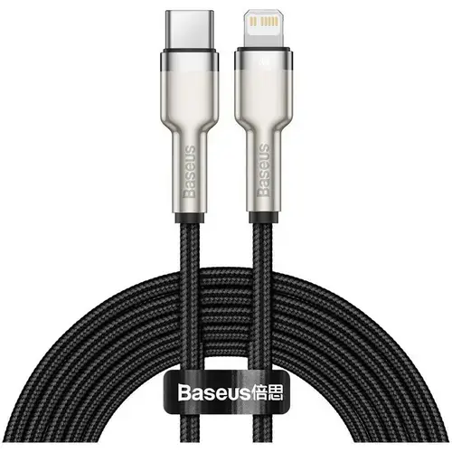 Cablu de date Baseus Cafule Series, Type-C la Lightning (Negru)