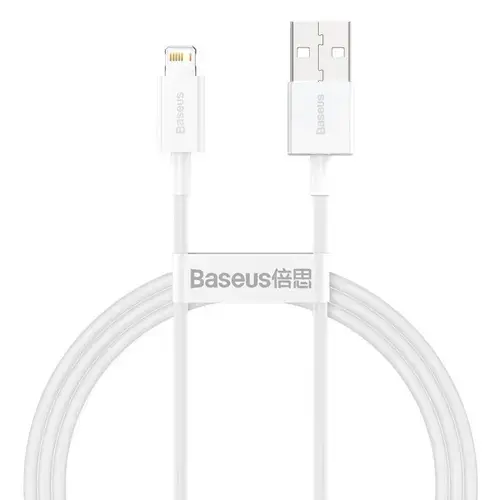 Cablu de date Baseus CALYS-A02, USB, Lightning, 2.4A, 1m (Alb)