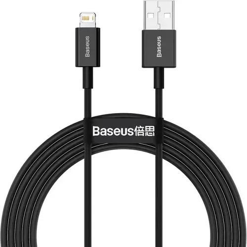Cablu de date Baseus CALYS-C01, USB - Lightning, 2 m, 2.4A, Negru