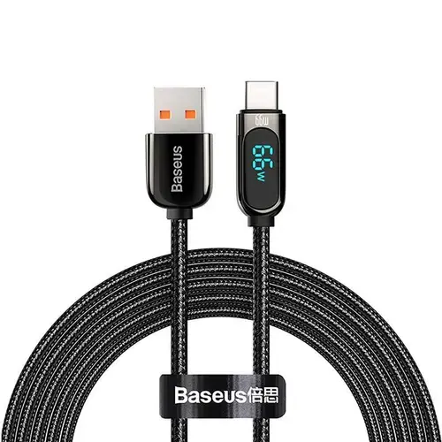 Cablu de date Baseus Display, USB/USB Type-C, 66W, 2m, Negru