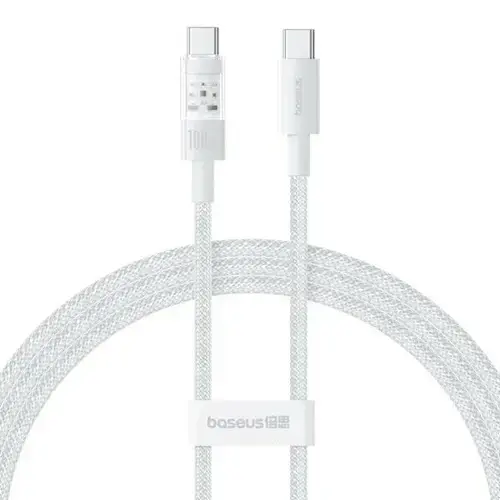 Cablu de date Baseus Gem, Fast Charging, USB Type-C la USB Type-C 100W, 1m, Alb