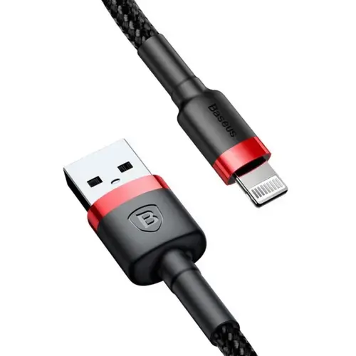 Cablu de date Baseus Kevlar CALKLF-C19, Lightning, 2 m (Negru/Rosu)