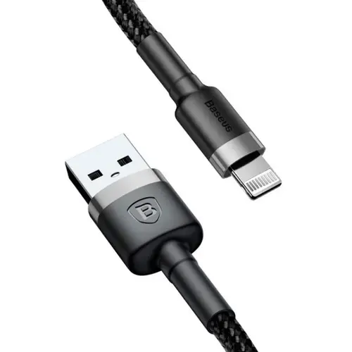 Cablu de date Baseus Kevlar CALKLF-CG1, Lightning, 2 m (Negru/Gri)