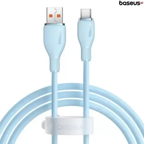 Cablu de date Baseus Pudding, Fast Charging, USB la USB Type-C 100W, 2m, Albastru