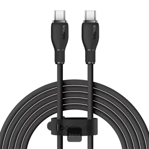 Cablu de date Baseus Pudding Series, Fast Charging, USB Type-C la USB Type-C 100W, 1.2m, Negru