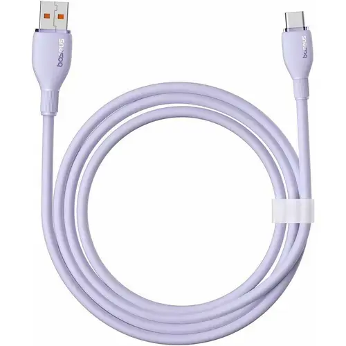 Cablu de date Baseus Pudding Series, USB la USB-C, 100W, Fast Charging, 1.2m, Violet
