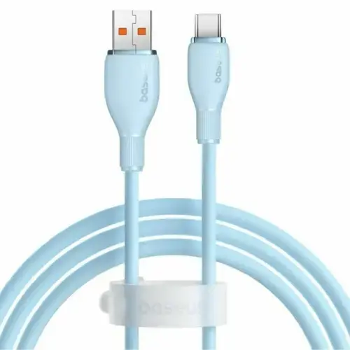 Cablu de date Baseus Pudding Series, USB la USB-C, 100W, Fast Charging, 2m, Albastru