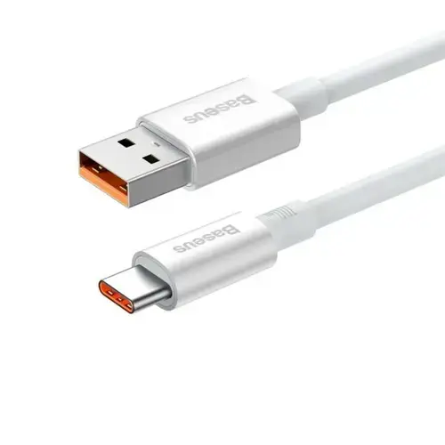 Cablu de date Baseus Superior, Fast Charging, USB la USB Type-C 100W, braided, 0.25m, Alb