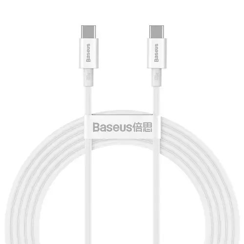 Cablu de date Baseus Superior Series, USB Type-C - USB Type-C, PD, Alb