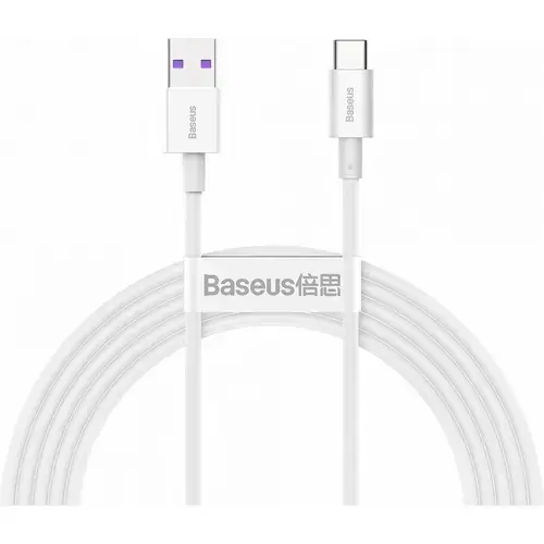 Cablu de date Baseus Superior Series, USB - USB Type-C, 2 m, 66W, Alb