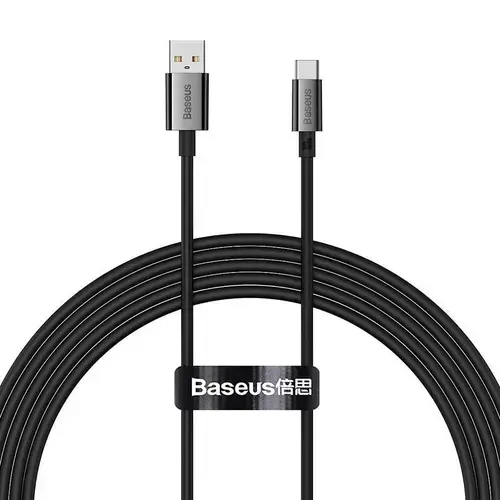 Cablu de date Baseus Superior, USB la USB-C, 100W, 2m, Negru
