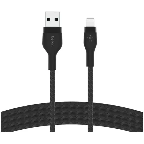 Cablu de date Belkin BOOST CHARGE PRO Flex USB-A catre LTG, Silicon impletit, 2M, Negru