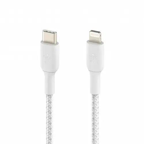 Cablu de date Belkin BOOST CHARGE, USB-C - Lightning, 2M, Alb