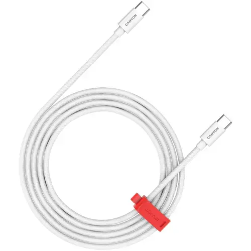 Cablu de date CANYON CC100AB, USB-C - USB-C, 100W, 1.2m, Alb