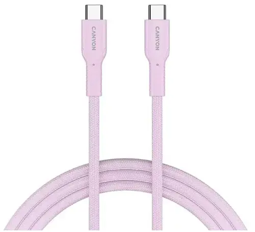 Cablu de date Canyon CND-CCAP60AB10PK, USB-C - USB-C, 1 m (Roz)