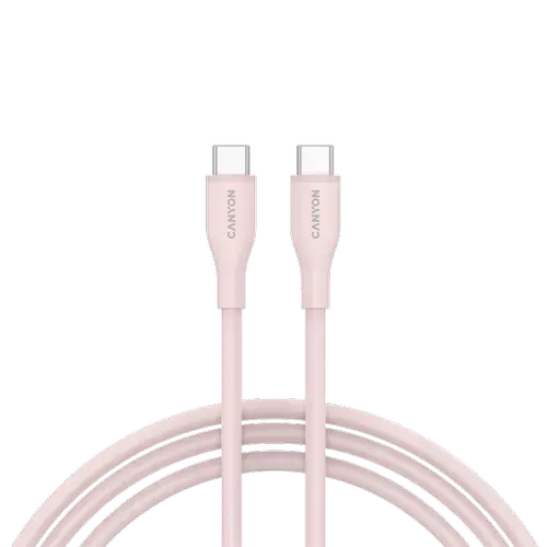 Cablu de date CANYON CNS-CC60SC10PS, 60 W, USB Type-C, 1m (Roz)