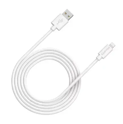 Cablu de date Canyon MFI-12, USB - Lightning, 2m (Alb)
