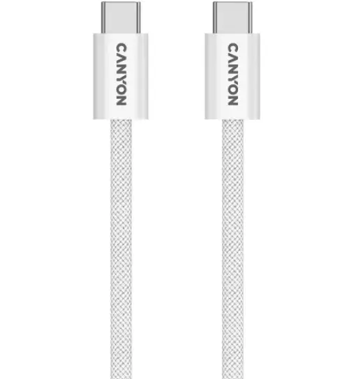 Cablu de date Canyon OnWire 60MG, USB-C - USB-C, 1 m (Alb)