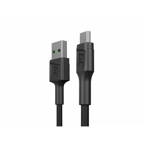 Cablu de date Green Cell GC PowerStream, USB-microUSB 30cm, incarcare rapida, Ultra Charge, QC 3.0, Negru