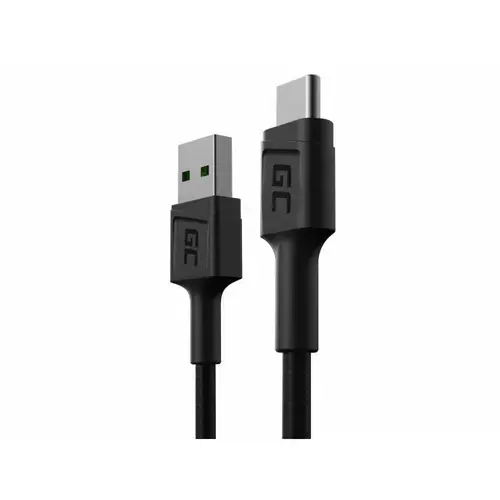 Cablu de date Green Cell GC PowerStream, USB - USB-C, incarcare rapida, Ultra Charge, QC 3.0, Negru