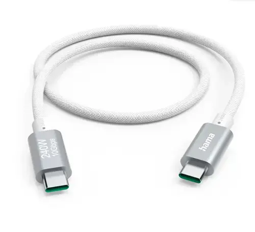 Cablu de date Hama 201724, USB Type-C - USB Type-C, 240W, 1.5 m (Alb)