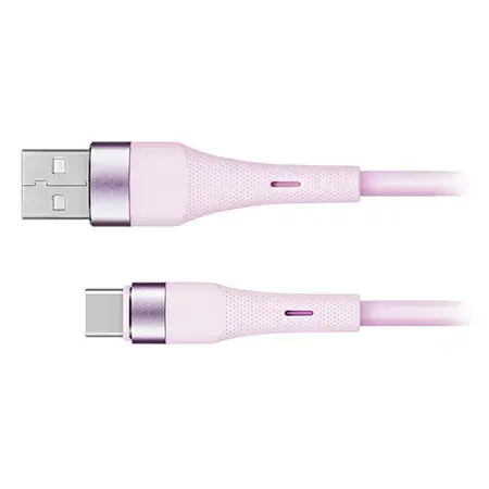 Cablu de date KRUGER&MATZ BASIC, USB - USB TYPE C, 1m (Roz)