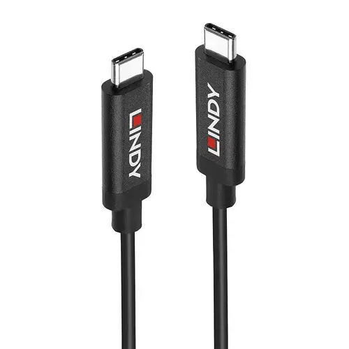 Cablu de date Lindy LY-43308, USB 3.2 Gen 2 C/C Activ, 60W, 8K, Negru