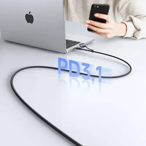 Cablu de date Mcdodo CA-0140 2 in 1 Type-C la Type-C cu conector MagSafe 3, Super Fast Charging 240 W, Indicator LED, 2 m (Negru)