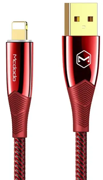Cablu de date Mcdodo Shark Series CA-8061, Lightning, 1.2 m, 3 A, LED indicator (Rosu)