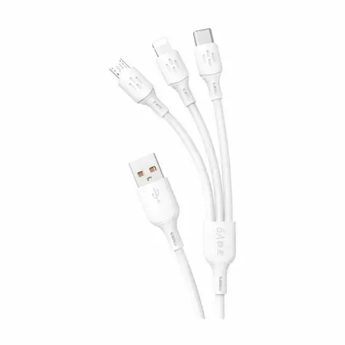 Cablu de date si incarcare universal Dudao USB-A/USB-C/Micro USB/Lightning, 1.2m (Alb)