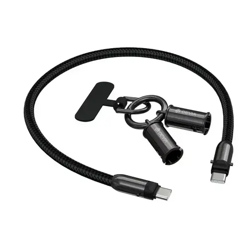 Cablu de incarcare Devia Extreme Speed Woven, Type-C - Type-C, Fast Charge, PD 60W, 0.3m (Negru)