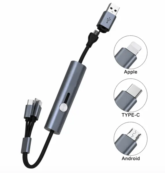 Cablu de incarcare si transfer de date Andowl 6 in 1 cu cablu Micro iOS TypeC incorporat Q SJ11