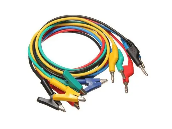 Cablu de măsurare cu banane și cleme pentru crocodil - 1m HADEX N413A 5buc